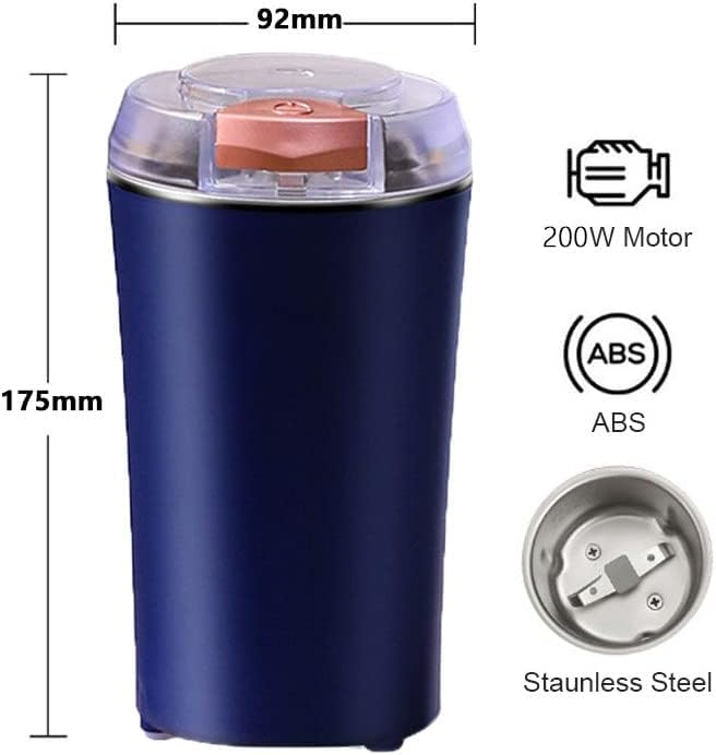 TFB Portable Electric Coffee Grinder Spice & Coffee Bean Grinder Stainless Steel 4 Blade Mixer Grinder for Masala & Herb Push Button Control Durable Grinding Machine for Dry Item