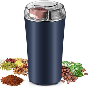TFB Portable Electric Coffee Grinder Spice & Coffee Bean Grinder Stainless Steel 4 Blade Mixer Grinder for Masala & Herb Push Button Control Durable Grinding Machine for Dry Item