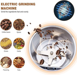 TFB Portable Electric Coffee Grinder Spice & Coffee Bean Grinder Stainless Steel 4 Blade Mixer Grinder for Masala & Herb Push Button Control Durable Grinding Machine for Dry Item