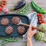 TFB Wooden Stick Silicone Spatula Spoon, 5 Pcs (Grey)