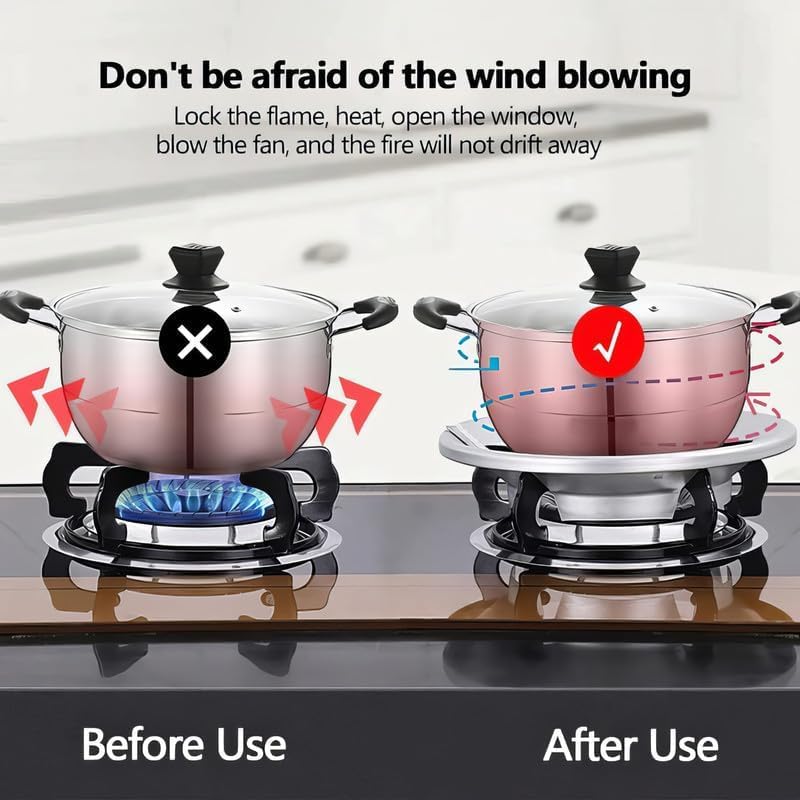 TFB Silver Gas Saver Burner Stand Gas Chula Burner Gas Saver Stand Jali Ring Fire & Windproof Energy Saving, Gas Chula Support Stand 4 Legs Supported For Indian Gas 0.7mm (1)