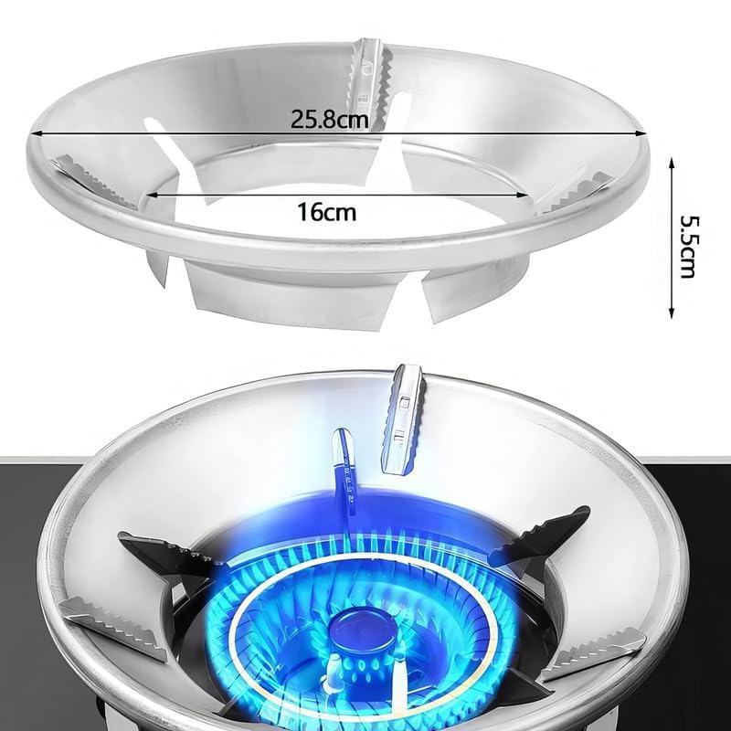 TFB Silver Gas Saver Burner Stand Gas Chula Burner Gas Saver Stand Jali Ring Fire & Windproof Energy Saving, Gas Chula Support Stand 4 Legs Supported For Indian Gas 0.7mm (1)