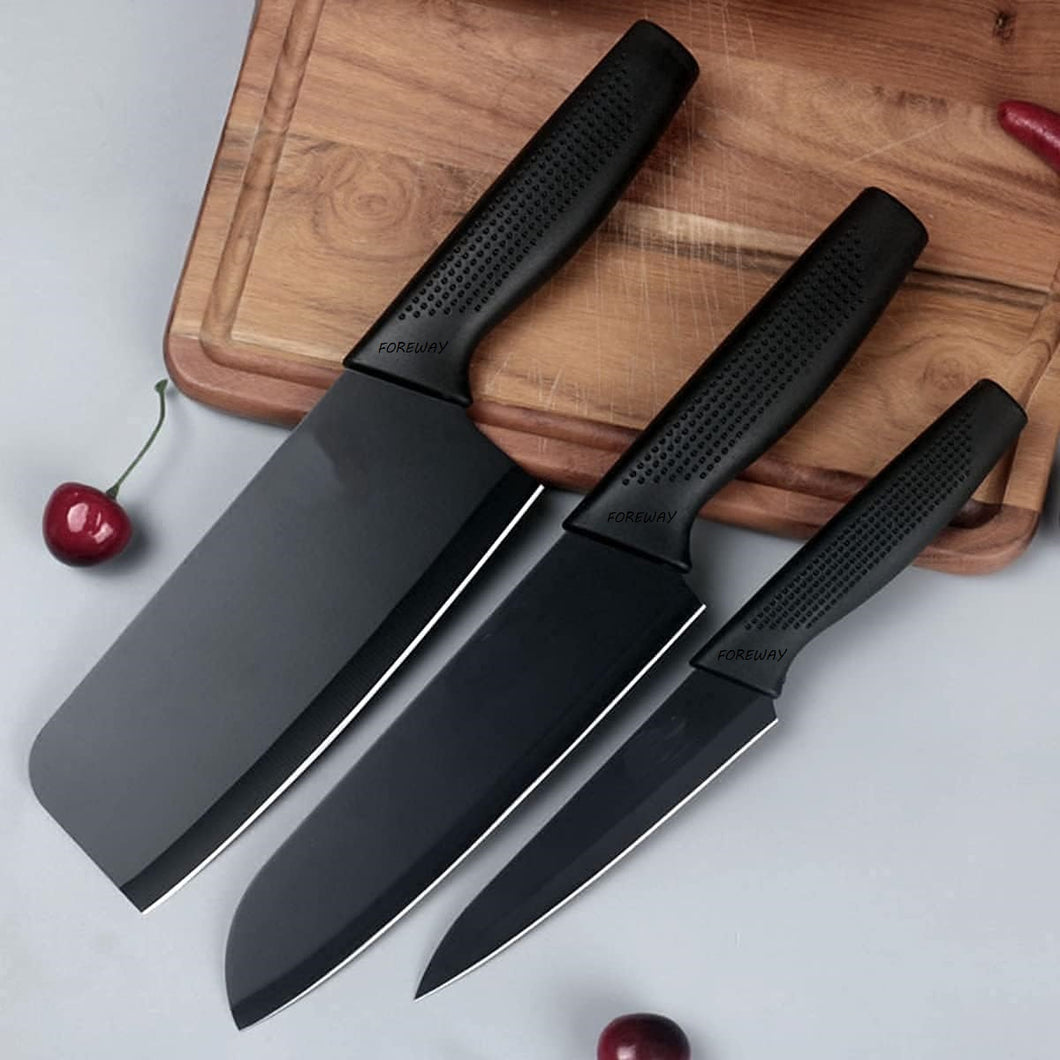 Stainless Steel 3 Pieces Professional Kitchen Knife Set, Meat Knife, Chef's Knife with Non-Slip Handle Sharp Manual Sharpening for Home Kitchen and Restaurant