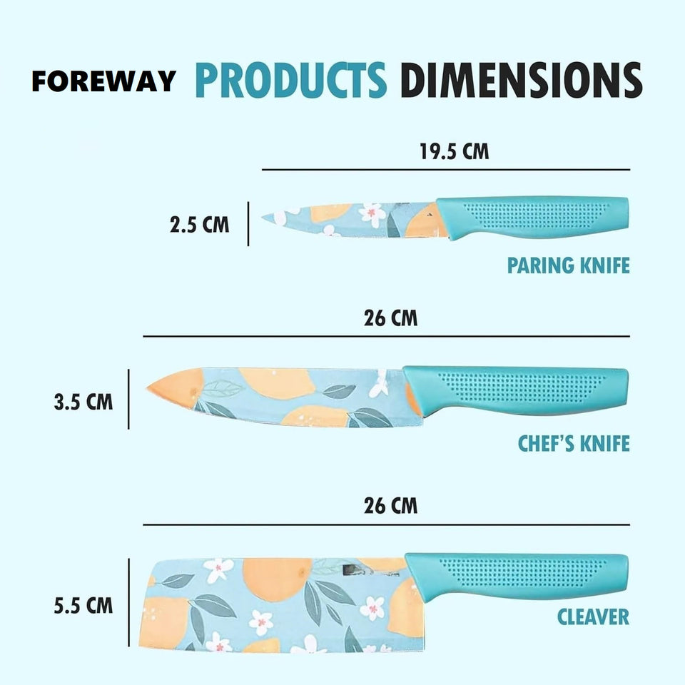 TFB Stainless Steel 3 Pieces Professional Kitchen Knife Set, Meat Knife, Chef's Knife with Non-Slip Handle Sharp Manual Sharpening for Home Kitchen and Restaurant (Copy)