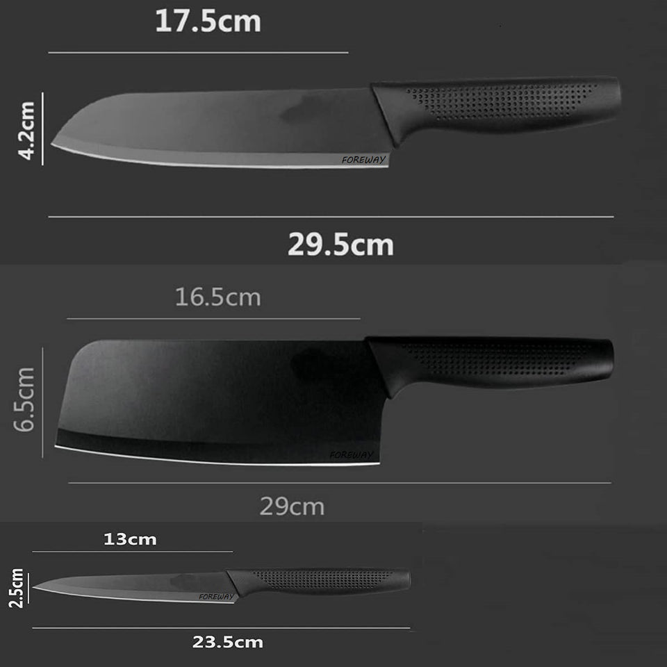 TFB Stainless Steel 3 Pieces Professional Kitchen Knife Set, Meat Knife, Chef's Knife with Non-Slip Handle Sharp Manual Sharpening for Home Kitchen and Restaurant