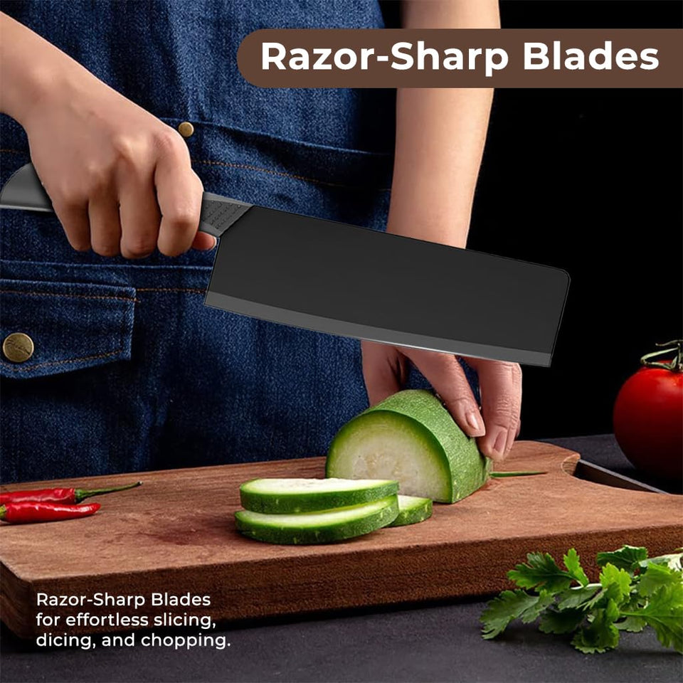 TFB Stainless Steel 3 Pieces Professional Kitchen Knife Set, Meat Knife, Chef's Knife with Non-Slip Handle Sharp Manual Sharpening for Home Kitchen and Restaurant